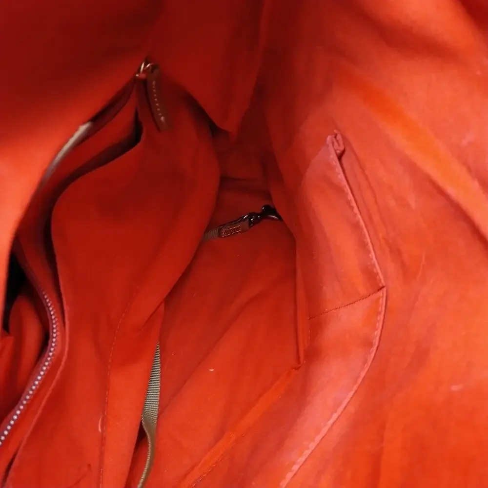 Dooney & Bourke Red Pebbled Leather Zipper Pockets Hobo Shoulder Bag